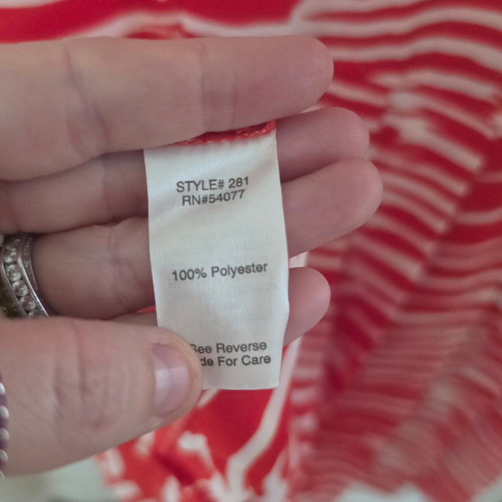 Cabi Red White Wave Pleated Drop Waist Dress M - Picture 4 of 5